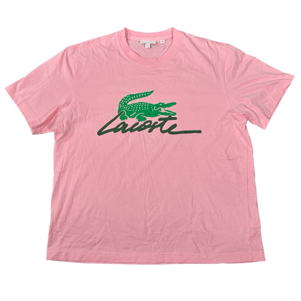 Lacoste Men's Short Sleeve Pink Cotton T Shirt Size L